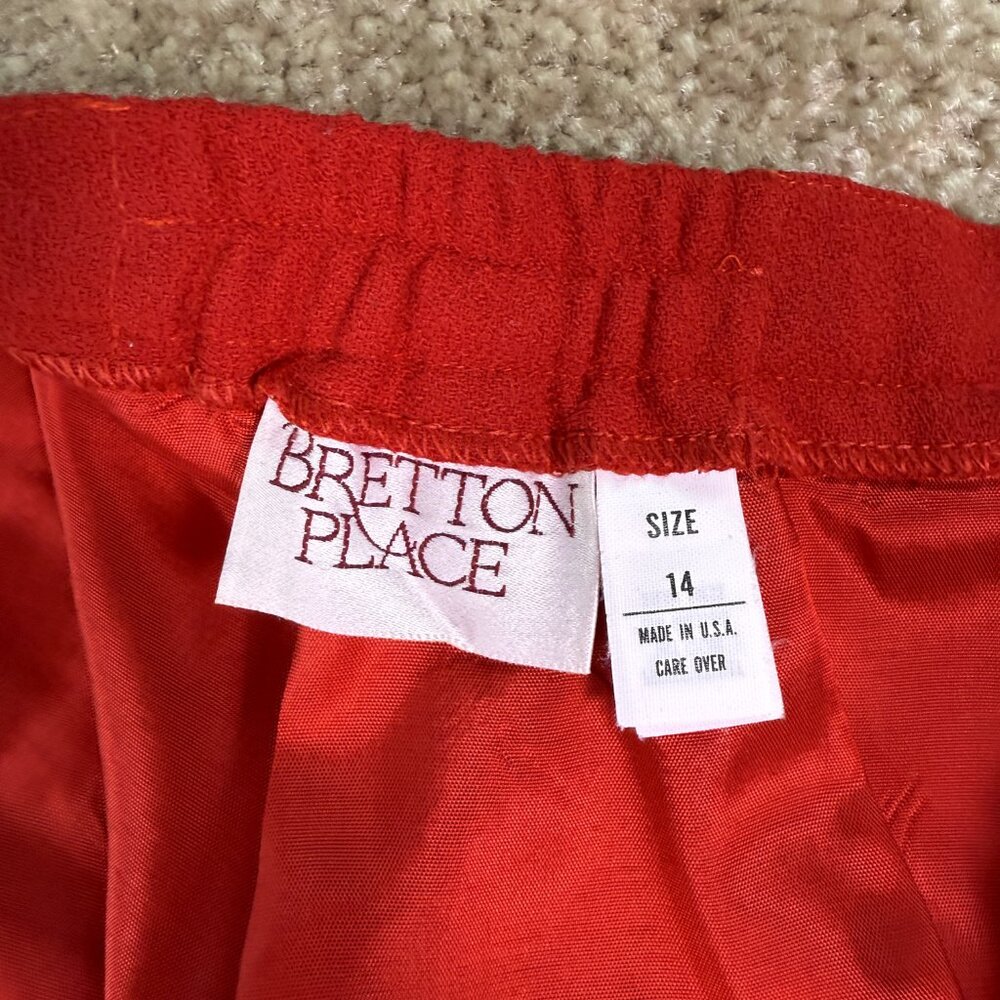 Vintage Bretton Place USA Made 100% Wool Skirt Women’s Sz 14 30x29 Red E677 - Picture 6 of 11